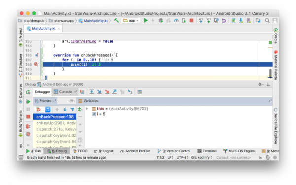 Debugging in android studio