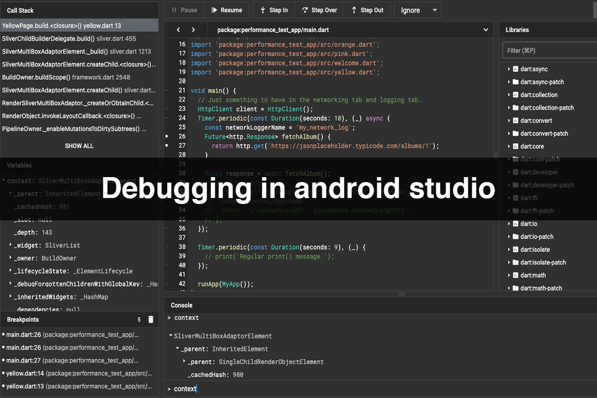 Debugging in android studio